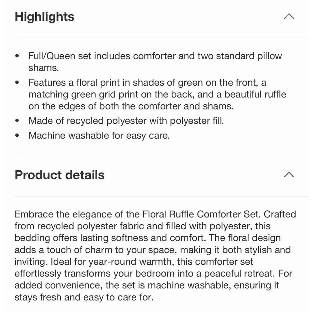 Modern Heirloom 3pc Queen Floral Ruffle Comforter Bedding Set Assorted NEW